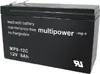 A black lead-acid battery with white text and logos. Produktbild-Vorschau