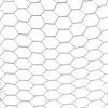 A close-up, full-frame view of hexagonal wire mesh, commonly known as chicken wire or hardware cloth. Produktbild-Vorschau