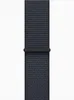 A close-up of a dark blue fabric watch strap with a black loop. Voir les images du produit