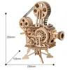 A wooden model of a film projector with dimensions indicated. Produktbild-Vorschau