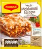 A package of Maggi Fix for Macaroni Lasagne with a picture of the prepared dish. Produktbild-Vorschau