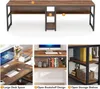 A collage of images showing a large desk with shelves, a close-up of the desk surface with a computer and books, and a close-up of the shelving unit with storage items. Náhled obrázku produktu