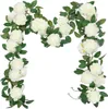 Künstliche Rosengirlande weiß für Hochzeit, Garten, Wand, Produktbild-Vorschau 1