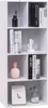 A white bookshelf with various decorative items and books on its shelves. Produktbild-Vorschau
