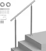 A stainless steel handrail set for outdoor stairs, shown with its mounting hardware. Produktbild-Vorschau