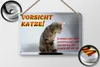 Blechschild Hinweis 18x12cm Vorsicht Katze Strichliste Produktbild-Vorschau 2