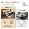 Comparison of two bed frames with features highlighted by diagrams and text. Produktbild-Vorschau