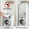 A split image showing a washing machine before and after a dryer is stacked on top of it using a stacking kit. Podgląd zdjęcia produktu