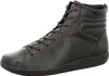 A black leather high-top sneaker is shown against a white background. Produktbild-Vorschau