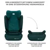 A car seat and a booster seat are shown side-by-side, with a dotted line indicating transformation. Produktbild-Vorschau