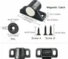 A diagram showing the dimensions of a magnetic catch and its components, along with screws. Produktbild-Vorschau
