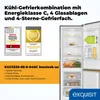 A refrigerator-freezer combination with various awards and product details displayed. Produktbild-Vorschau