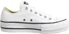 A white Converse Chuck Taylor All Star Lift Ox sneaker with a platform sole is shown from the side against a white background. Voir les images du produit