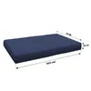 A dark blue cushion with dimensions indicated by measurement lines and text. Produktbild-Vorschau
