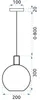 A technical drawing of a pendant lamp with dimensions indicated. Voir les images du produit