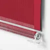 Close-up of a red roller blind with white stripes, showing the mechanism at the bottom. Produktbild-Vorschau