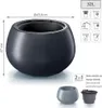 A dark gray planter is shown with dimensions and capacity information. Smaller gray and black planters are also displayed. Anteprima dell’immagine prodotto