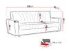 A line drawing of a sofa with dimensions indicated by red lines and text. Náhled obrázku produktu