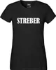 Huuraa Damen T-Shirt Streber Schriftzug L Black Bio Produktbild-Vorschau 2
