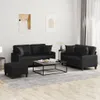 3-tlg. Sofagarnitur mit Kissen Schwarz Kunstleder Produktbild-Vorschau 1