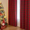 A Christmas-themed scene with a decorated tree, gifts, and plaid curtains. Produktbild-Vorschau