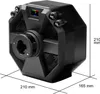 A black gaming steering wheel base with dimensions indicated. Produktbild-Vorschau