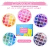 A collage of images showing a product box and multiple containers of colorful beads, with text overlays. Produktbild-Vorschau