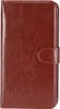 A brown leather-look phone case is shown closed. Produktbild-Vorschau
