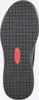 The underside of a black shoe with a red accent. Voir les images du produit
