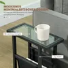 HOMCOM Odkladací stolík s látkovým vreckom, kovový rám, Náhľad obrázku produktu 6