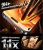 A close-up of a smartphone screen protector being tested against sharp objects, with marketing text and graphics. Produktbild-Vorschau
