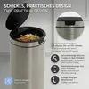 ML-Design Mülleimer mit Sensor 40L rund, Edelstahl Silber Produktbild-Vorschau 6