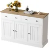 Buffet à 3 portes et 2 tiroirs, finition en relief, 120 x Voir les images du produit 1
