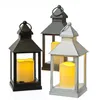 LED Laterne mit Kerze - warmweiß flackernde LED - H: 23cm - Batteriebetrieb - grau Produktbild-Vorschau