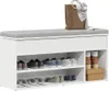 vidaXL Lavica na topánky biela 102x30,5x45 cm Materiál na Náhľad obrázku produktu 2