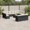 vidaXL 14-tlg. Garten-Sofagarnitur mit Kissen Schwarz Poly Produktbild-Vorschau 2