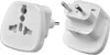Two white travel adapters are shown against a white background. Produktbild-Vorschau