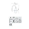 Technical drawing and icons for a wall lamp. Náhled obrázku produktu
