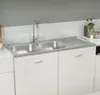 vidaXL Evier double argenté 1200x600x155 mm acier Voir les images du produit 8