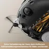 Close-up view of the underside of a robot vacuum cleaner, highlighting its brushes and wheels. Produktbild-Vorschau