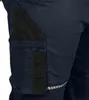 A close-up view of the side pocket of navy blue work pants with black accents. Produktbild-Vorschau