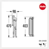 Technical drawing with dimensions of a folded step stool. Produktbild-Vorschau