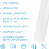 A roll of vacuum seal bags is shown with a list of its features in German. Produktbild-Vorschau