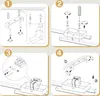 Four panels showing installation steps for a light fixture. Produktbild-Vorschau
