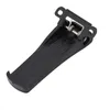 A black belt clip for a walkie-talkie, shown from a diagonal angle against a white background. Voir les images du produit