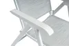 Close-up of the armrest and fabric of a white and gray outdoor chair. Produktbild-Vorschau