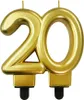 Taartkaars, nummer 20, verjaardag, goud, metallic, 8 cm Productafbeelding-voorbeeld 1