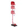 A red basketball hoop with three adjustable levels and a basketball on a white background. Podgląd zdjęcia produktu