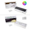 Two images of a solar LED wall light and its packaging, with one image showing the product and its box, and the other showing the product inside its box along with a label. Produktbild-Vorschau