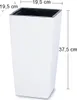 A white planter with dimensions indicated by text overlays. Náhľad obrázku produktu